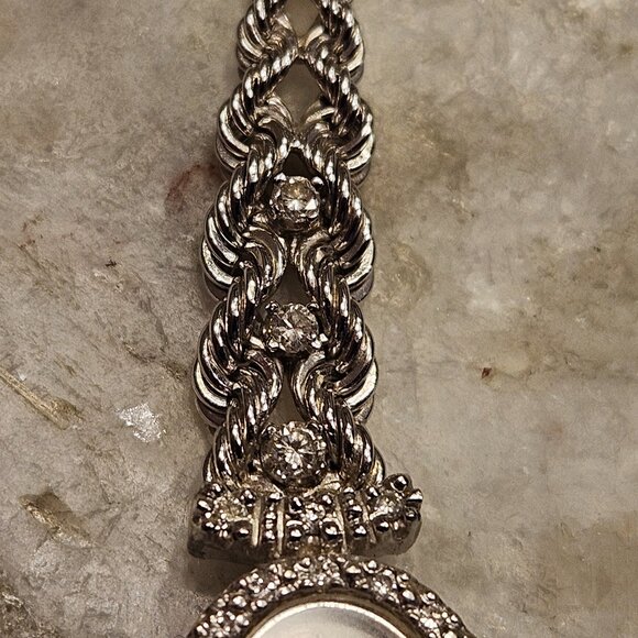RARE CLASSIC CRISTIAN GENEVE DIAMOND 14K WHITE GOLD ROPE QUARTZ MOVEMENT WATCH - Picture 8 of 16